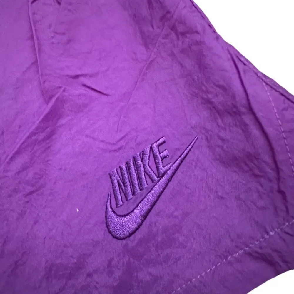 Vintage 90's Nike Nylon Shorts Women's M Purple Gray Tag Deadstock Swoosh‎ Logo